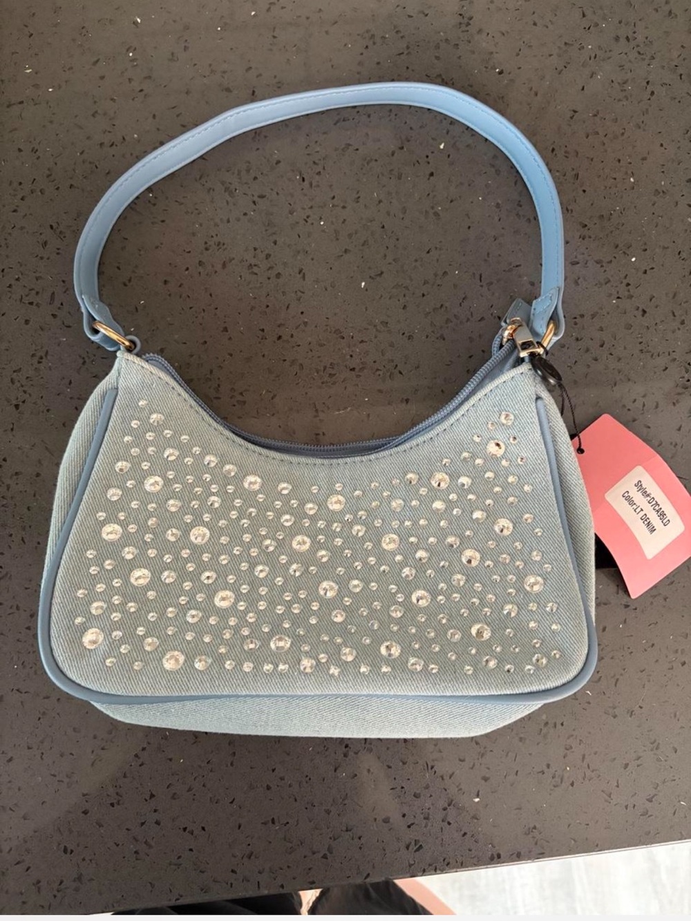 Light Blue Studded Shoulder Bag